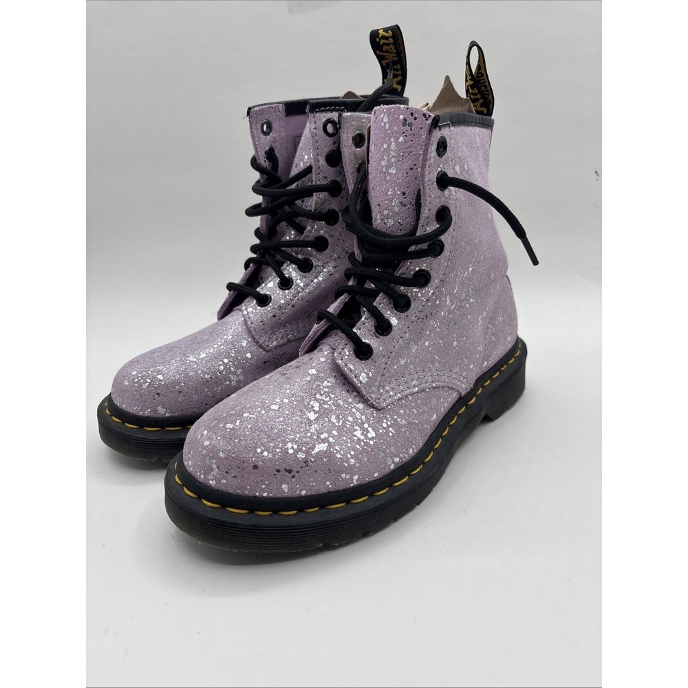 Worn Once! Doc Martens Combat Boots Women Size 6 Metallic Splatter 30770